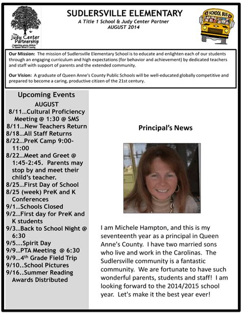 August 2014 Newsletter Queen Anne S County Public Schools