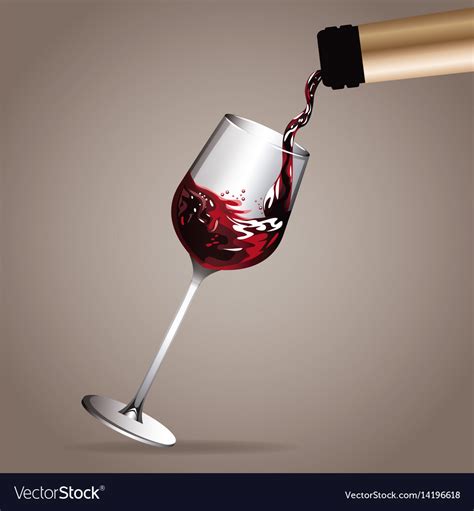 Glass Cup Pouring Wine Bottle Royalty Free Vector Image