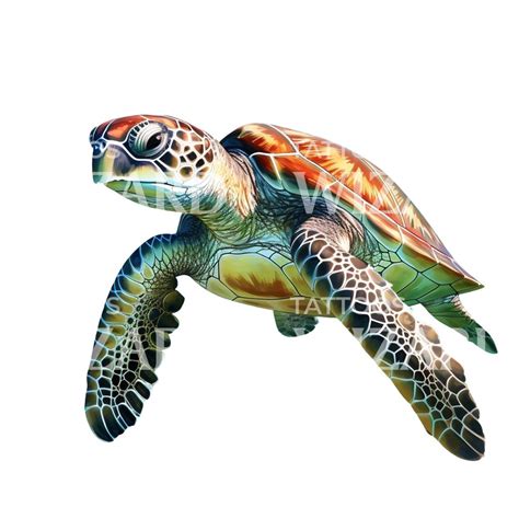 Watercolor Sea Turtle Tattoo Design – Tattoos Wizard Designs