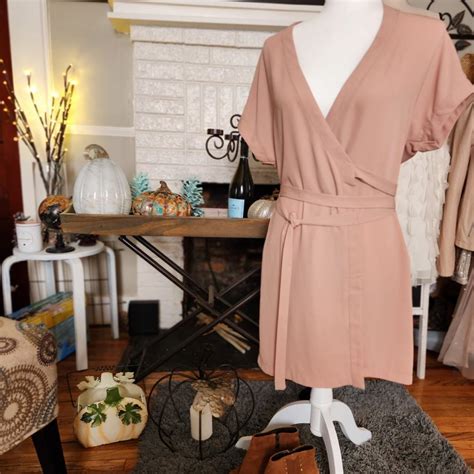 Tobi Nude Wrap Around Dress Mid Length Nwot Depop