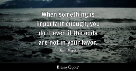 When something is important enough, you do it even if the odds are not ...