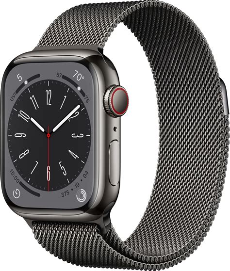 Best Buy Apple Watch Series 8 Gps Cellular 41mm Stainless Steel Case With Graphite Milanese