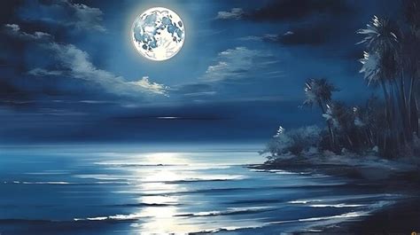 Premium AI Image | moonlit seascape painting