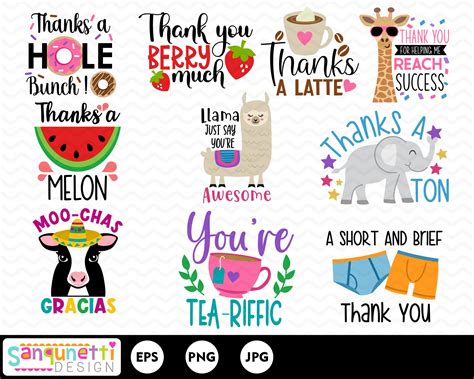 Thank You puns funny clipart small business customer | Etsy