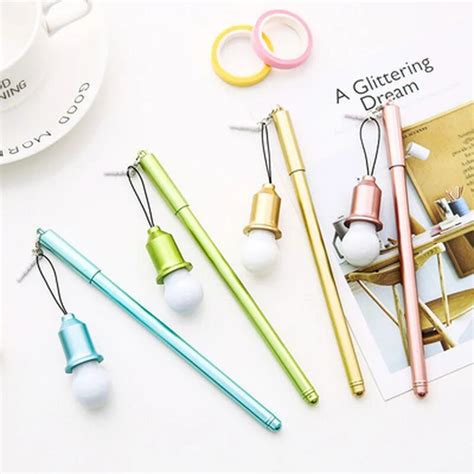 1pc New Cute Plastic Novelty Light Bulb Gel Pen Creative Neutral Pens