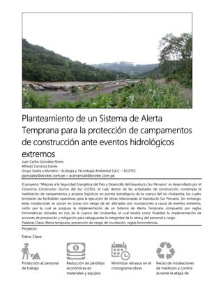 Planteamiento de un sistema de alerta temprana para la protección de