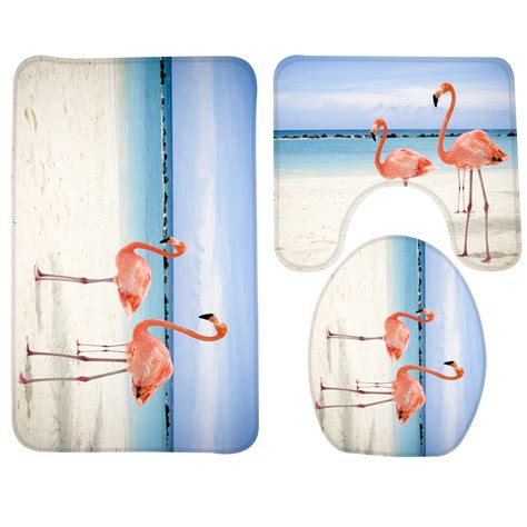 3pcs Bathroom Mat Set Europe Scenic Pattern Bath Mat Anti Slip Shower