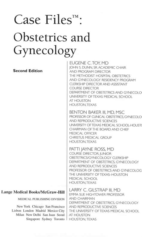 Solution Case Files Obstetrics And Gynecology 2nd Ed E Toy Et Al Lange