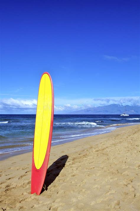 Surfboard On Hawaiian Beach Stock Photo Image Of Seascape Ocean