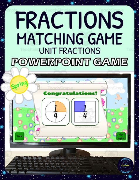 Spring Unit Fractions Matching Game Activity Digital Fraction