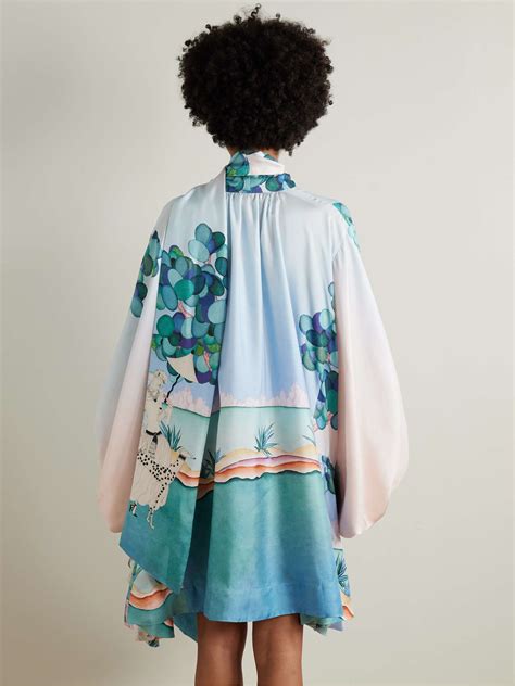 ZIMMERMANN Eden Billow Pussy Bow Printed Silk Mini Dress NET A PORTER