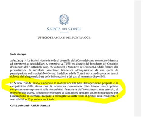 Netco Delibera Della Corte Dei Conti Su Offerta Del Mef In Pdf