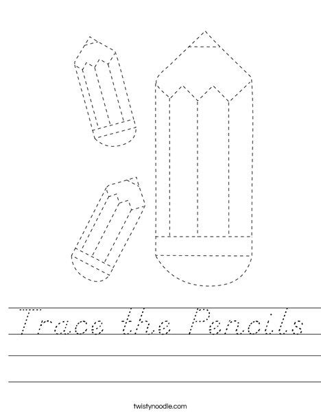 Trace The Pencils Worksheet Dnealian Twisty Noodle