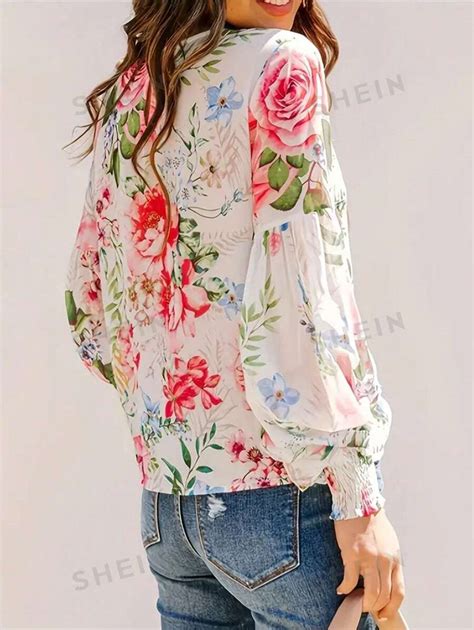 Shein Frenchy Blusa Primaveral Con Estampado Floral Estilo De