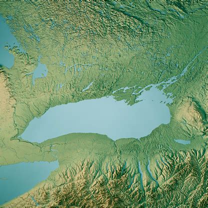 Lake Ontario Topographic Map 3d Render Color Stock Photo - Download ...