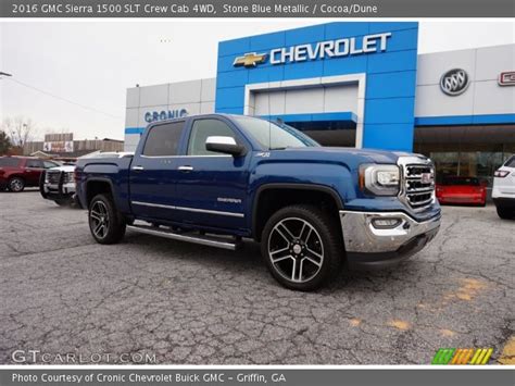 Stone Blue Metallic Gmc Sierra Slt Crew Cab Wd Cocoa