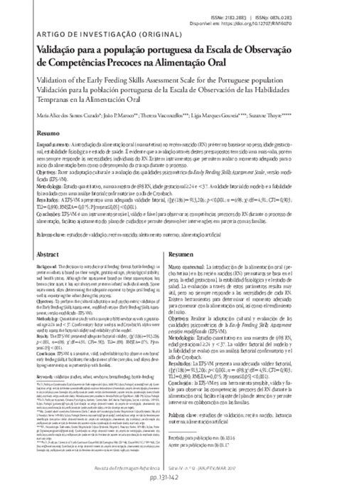 Pdf Validation Of The Early Feeding Skills Assessment Scale For The