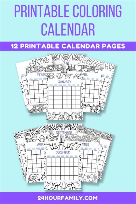 2024 Printable Coloring Calendar