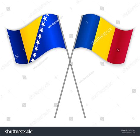 Bosnian And Chadian Crossed Flags Bosnia And Royalty Free Stock