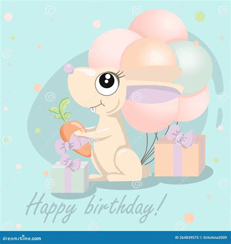 Little Rebbit with Birthday Presents Stock Vector - Illustration of