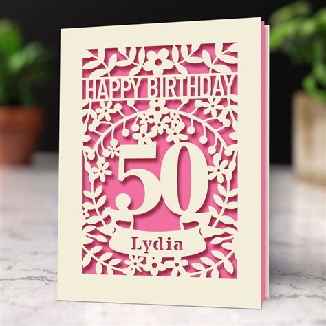 Personalized Floral Birthday Card, Happy Birthday Greeting Card, Gift for Her Women Mom Grandma ...