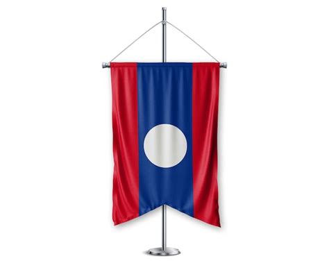 Premium Photo Laos Up D Flags On Pole Stand Support Pedestal