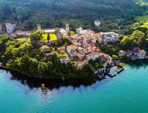 Corenno Plinio Lake Como It Aerial View Of The Village Stock Photo