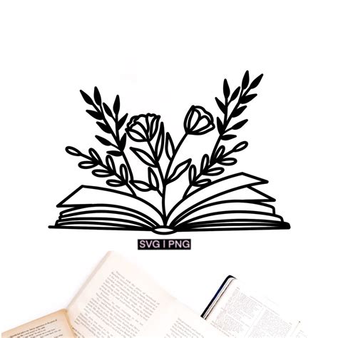 Floral Book Svg Book With Flowers Svg Book Clipart Svg Book Lover