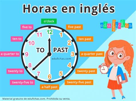 Horas en Inglés para Niños Vocabulario Ejercicios Gratis PDF