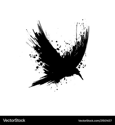 Grunge raven silhouette Royalty Free Vector Image