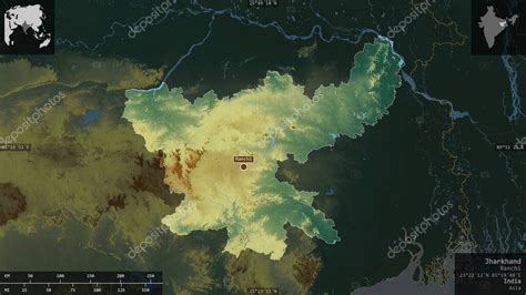 Jharkhand Estado De La India Relieve De Colores Con Lagos Y R Os