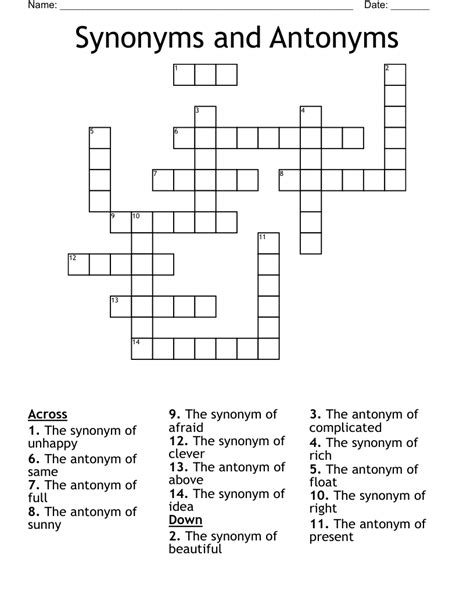 Antonym Word Search Puzzles