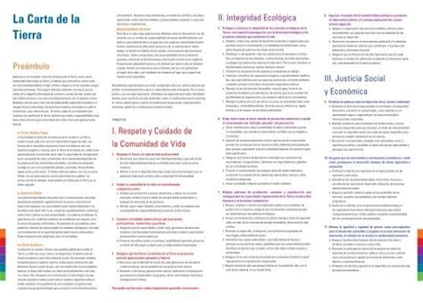 La Carta De La Tierra Earth Charter Initiative