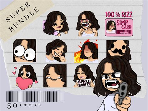 Super Emote Bundle Cute Chibi Dark Hair Girl Emote Bundle Emote Pack