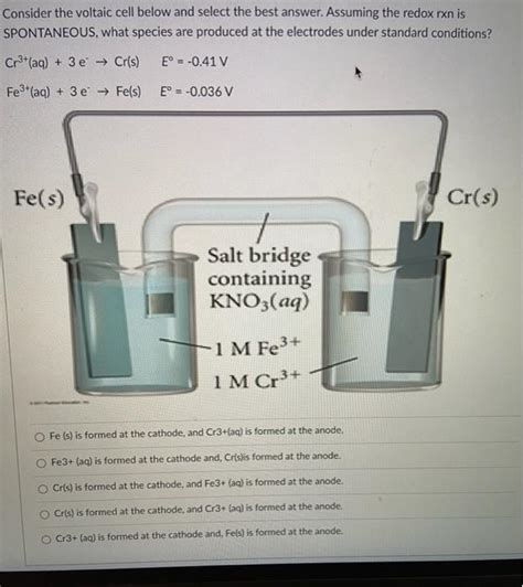 Solved Consider The Voltaic Cell Below And Select The Best