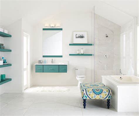 Contemporary Bathroom with Blue Cabinets - Decora