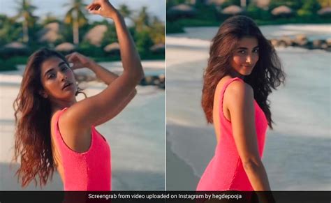 In A Neon Pink Swimsuit, Pooja Hegde Is Taking Barbiecore Fashion To ...