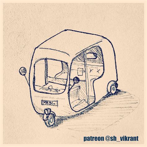 Auto Rickshaw Sketch at PaintingValley.com | Explore collection of Auto ...