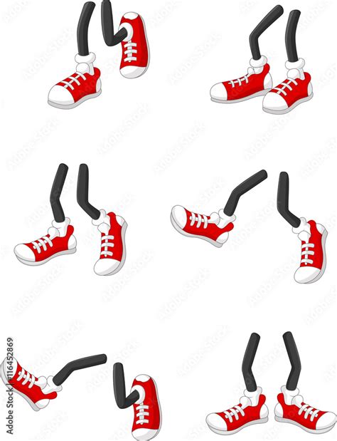 Cartoon walking feet on stick legs in various positions Stock Vector ...