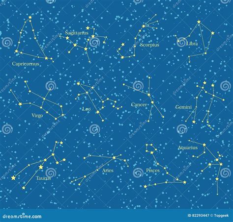 Night Sky with Constellations Map Illustration Stock Vector ...