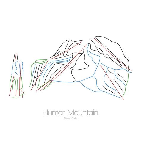 Hunter Mountain Map New York ny Ski Snowboard Trail Map Art - Etsy