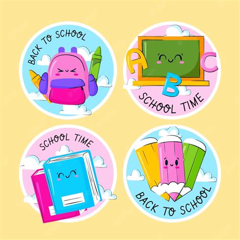 Premium Vector Flat Design School Collection Sticker Set