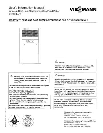 Viessmann Atola Ecv Gas Fired Boiler Operating Manual Manualzz