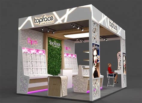 4m By 3m Modern Makeup Display Booth Design With Cosmetic Display