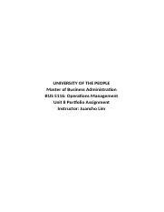 Unit 8 Portfolio Assignment Docx UNIVERSITY OF THE PEOPLE Master Of