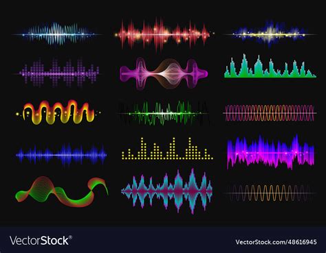 Sound waves set in cartoon design bundle Vector Image