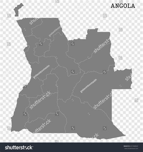 High Quality Map Angola Borders Regions Stock Vector (Royalty Free
