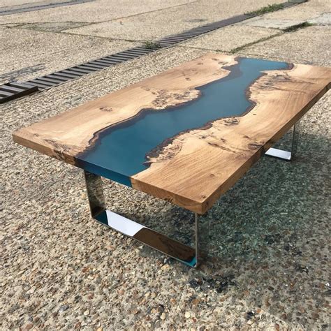 Blue River Coffee Table Epoxy Resin Table Epoxy Table Olive Wood