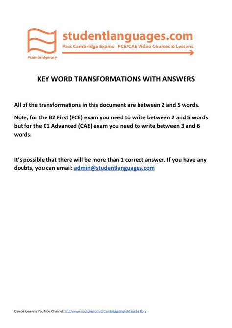 PDF KEY WORD TRANSFORMATIONS WITH ANSWERS DOKUMEN TIPS