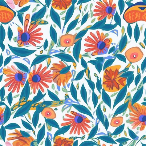 Premium Photo A Seamless Pattern With Orange Flowers And Leaves